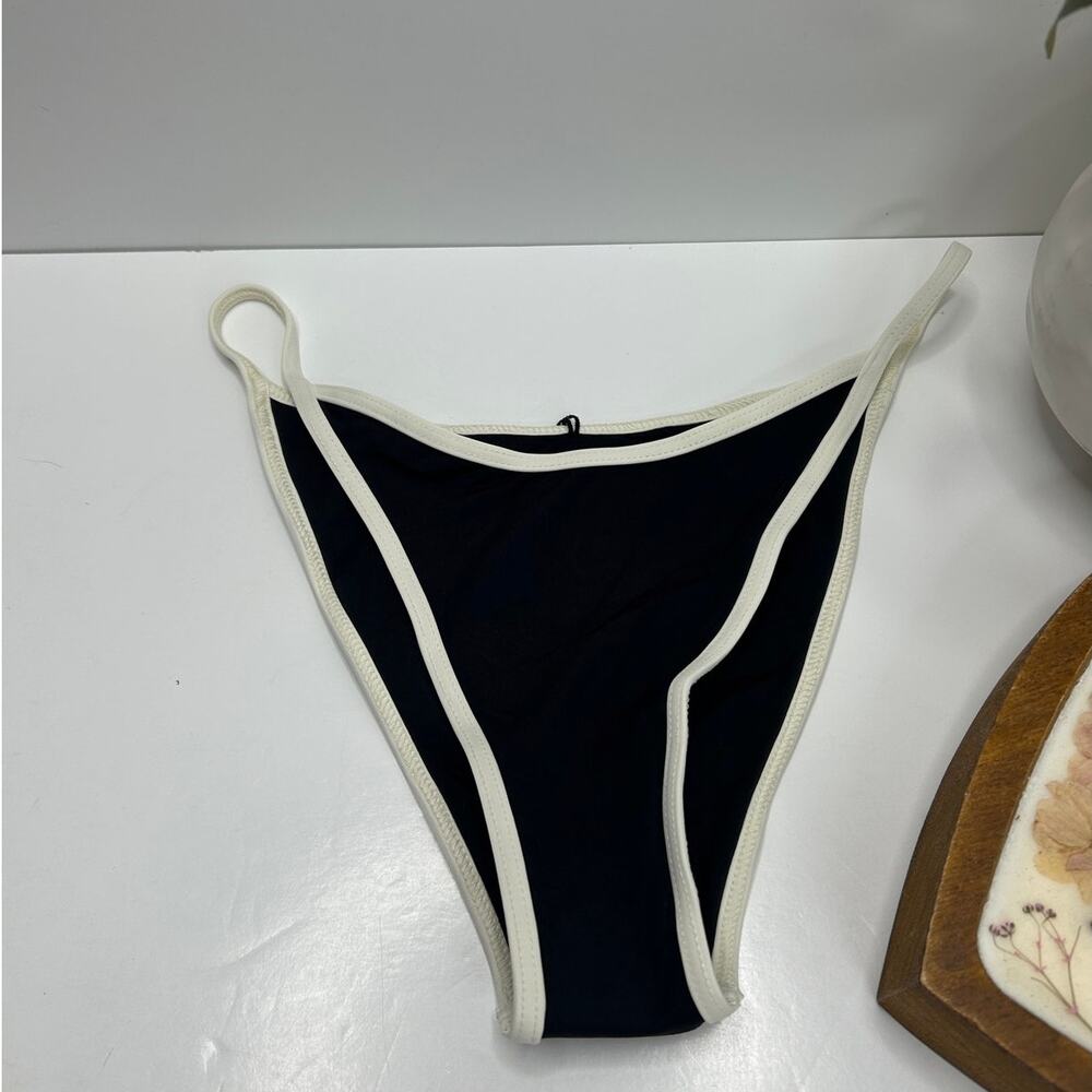 L*Space Tommy Bottom Bitsy Bikini Swim Bottom Black/White Women Medium NWT